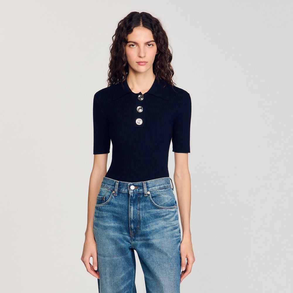 Polo-neck sweater Navy Blue Sandro Women