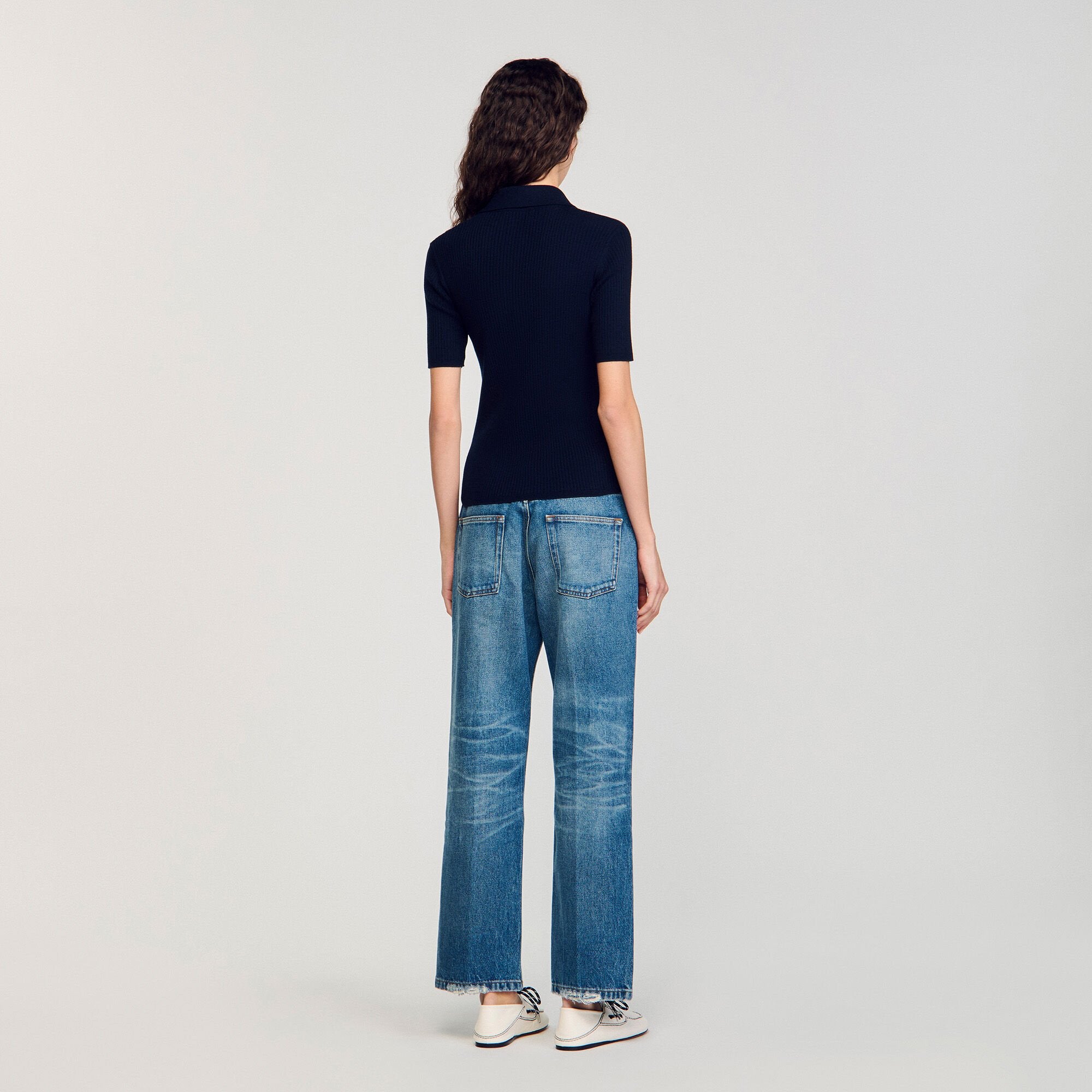 Polo-neck sweater Navy Blue Sandro Women