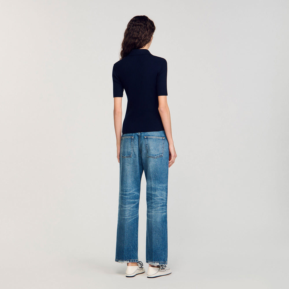 Polo-neck sweater Navy Blue Sandro Women
