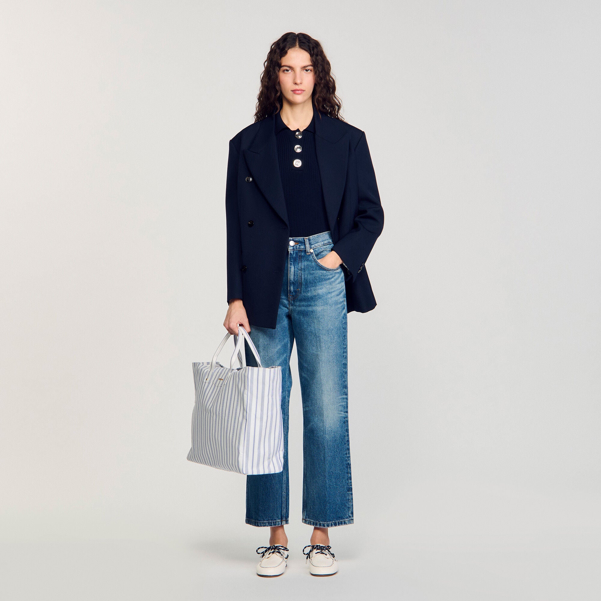 Polo-neck sweater Navy Blue Sandro Women