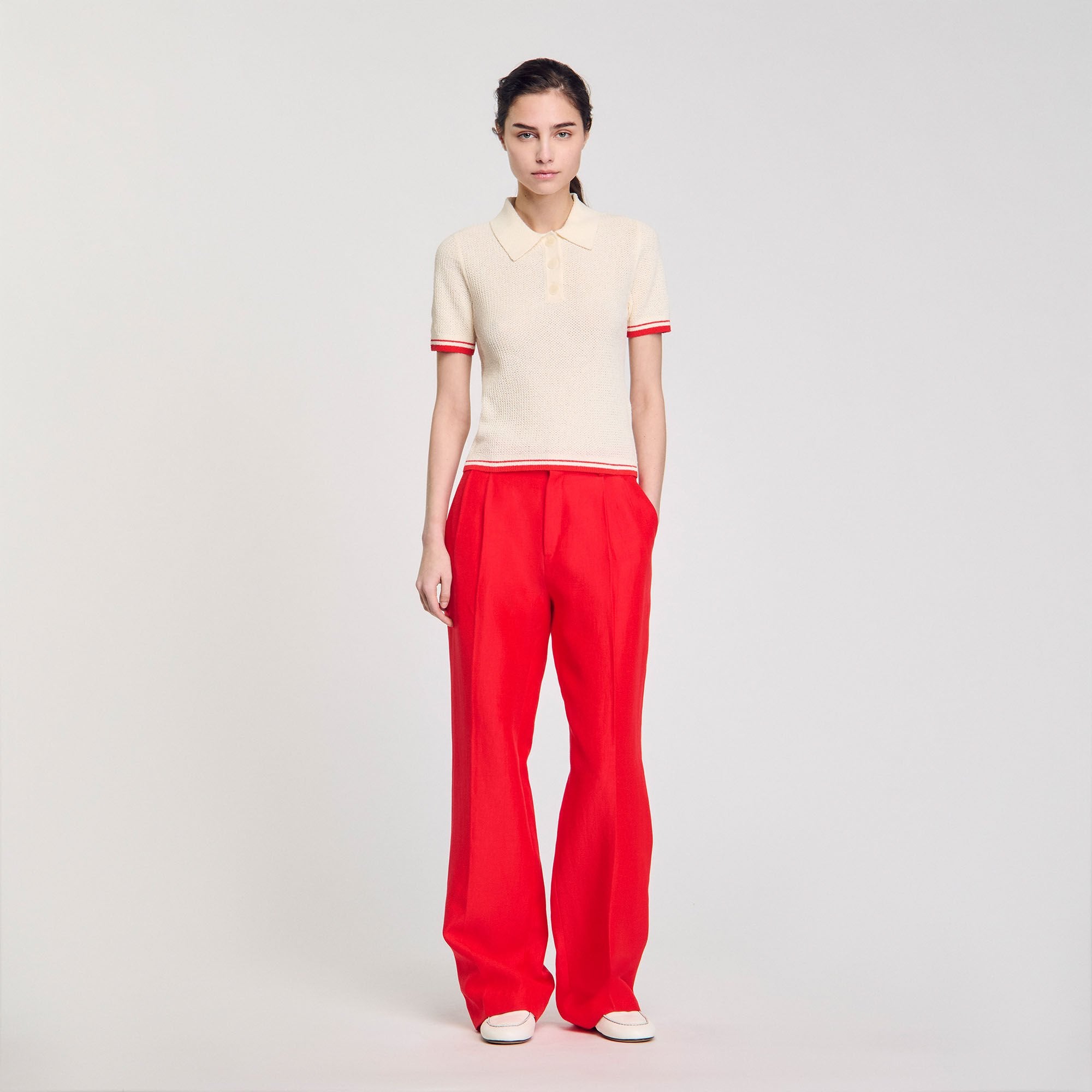 Polo-neck sweater Ecru Sandro Women