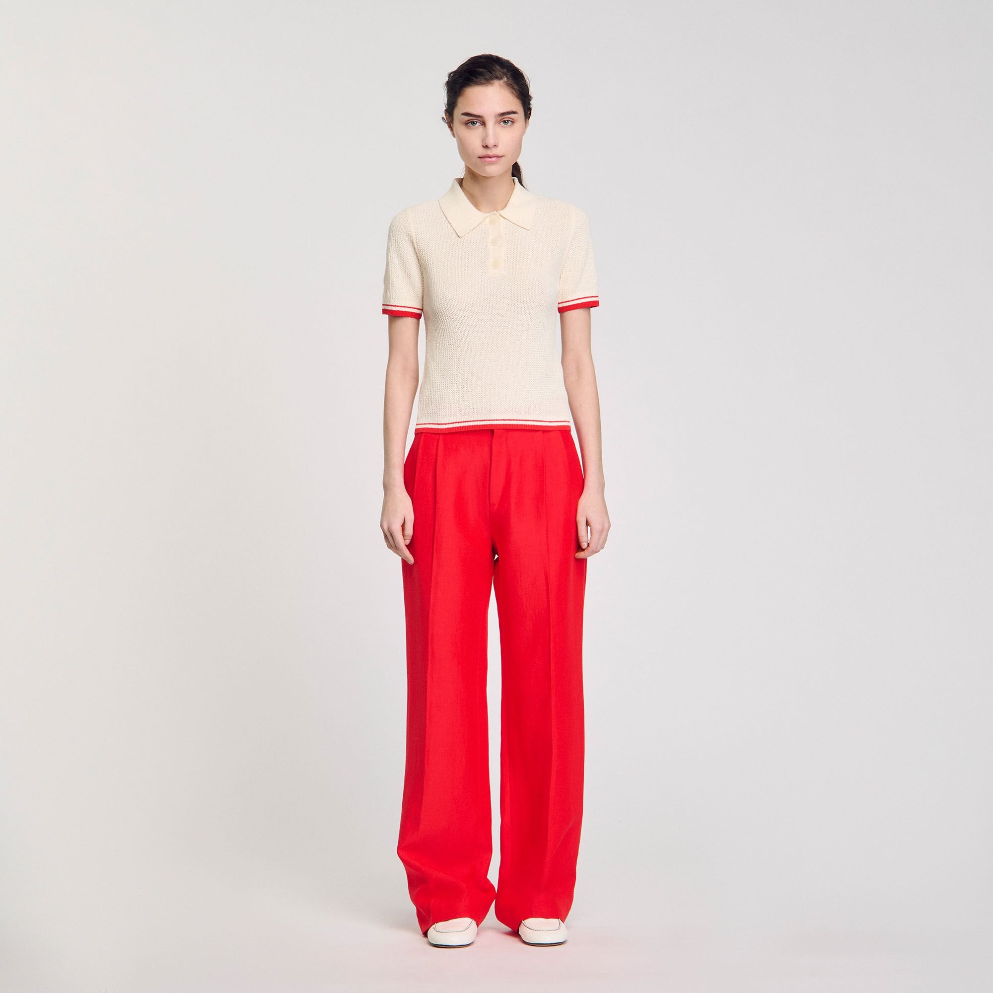 Polo-neck sweater Ecru Sandro Women