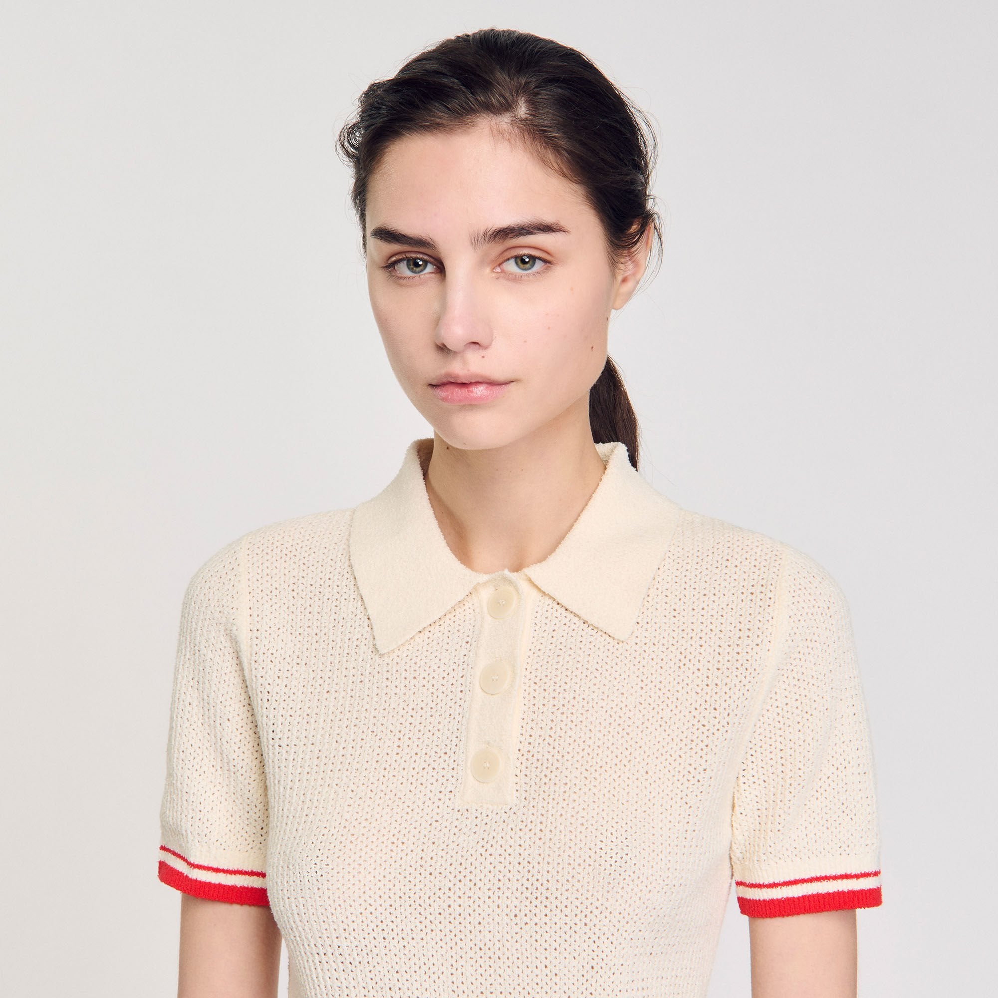 Polo-neck sweater Ecru Sandro Women
