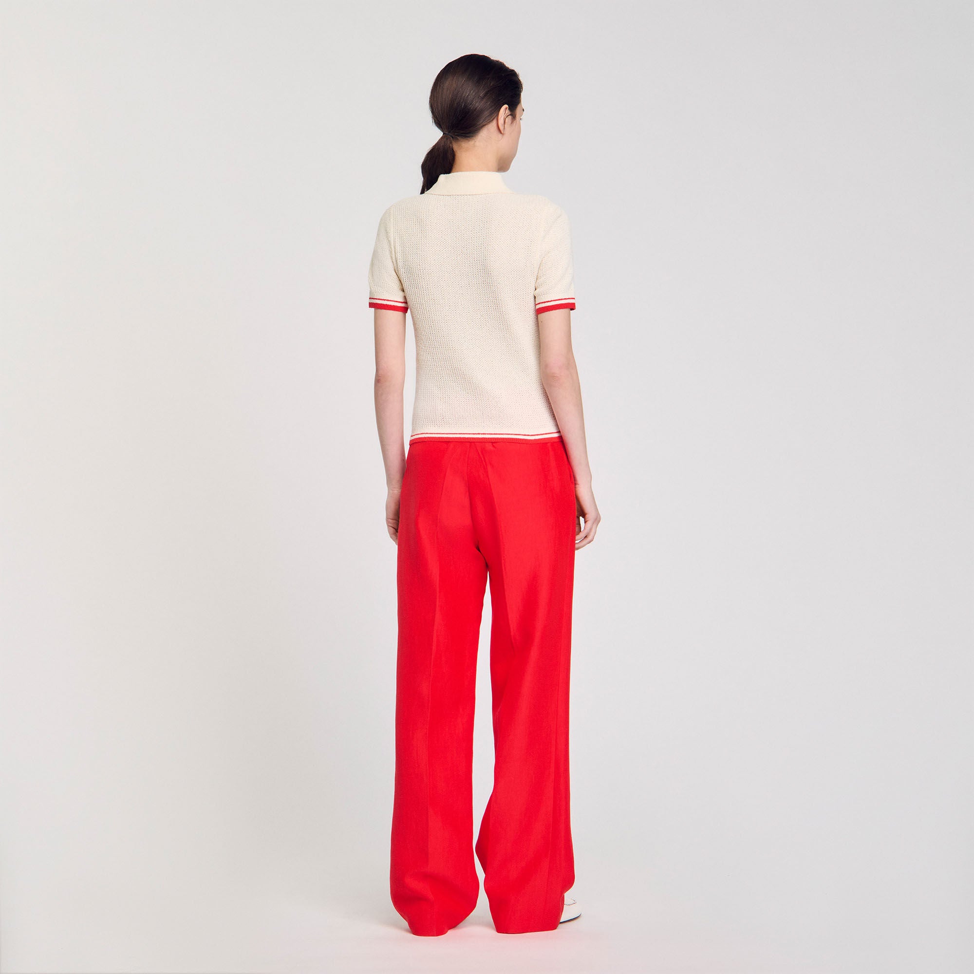 Polo-neck sweater Ecru Sandro Women
