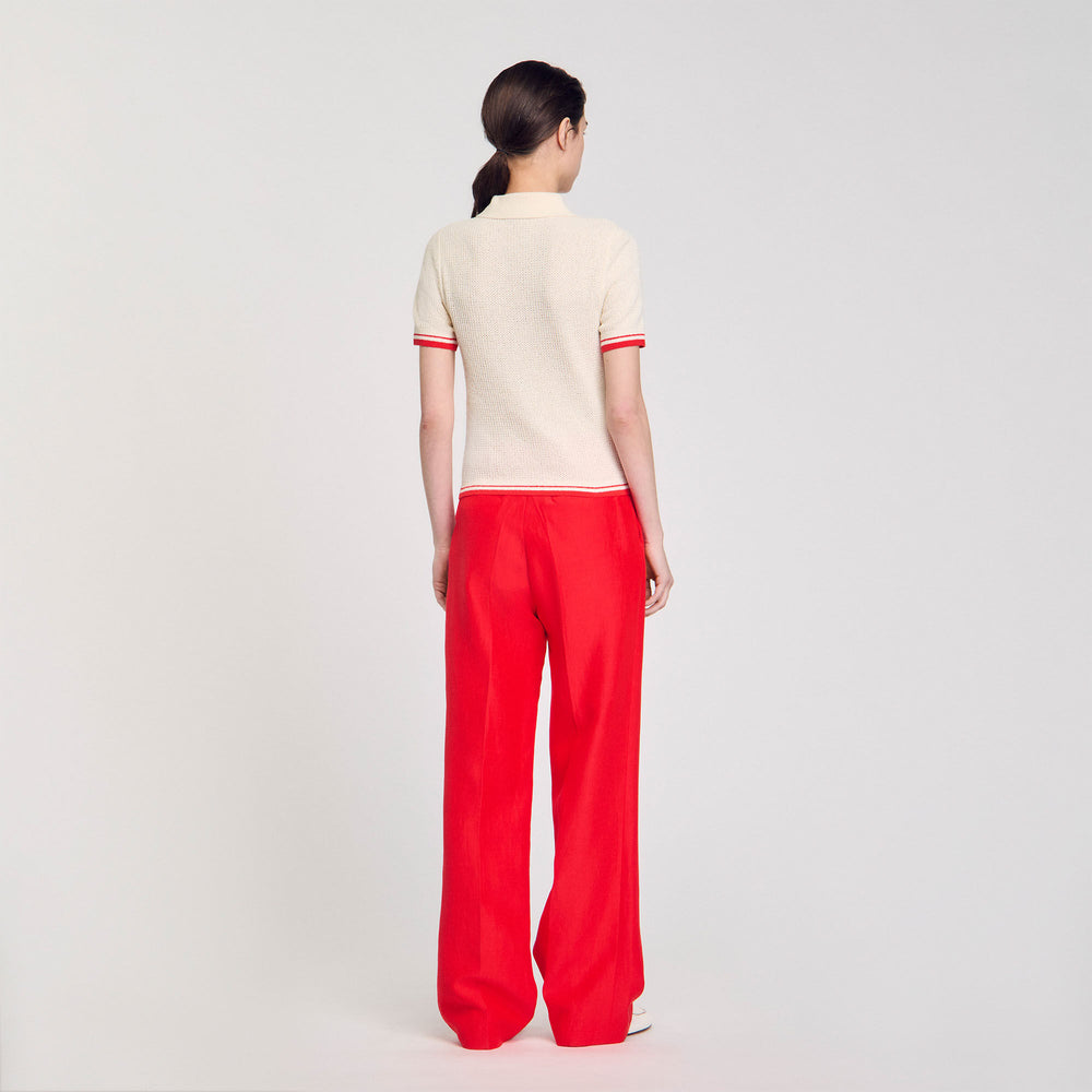 Polo-neck sweater Ecru Sandro Women