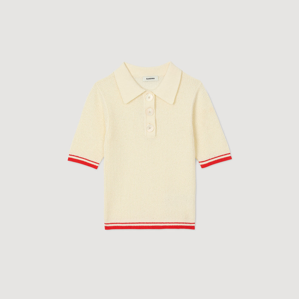 Polo-neck sweater Ecru Sandro Women