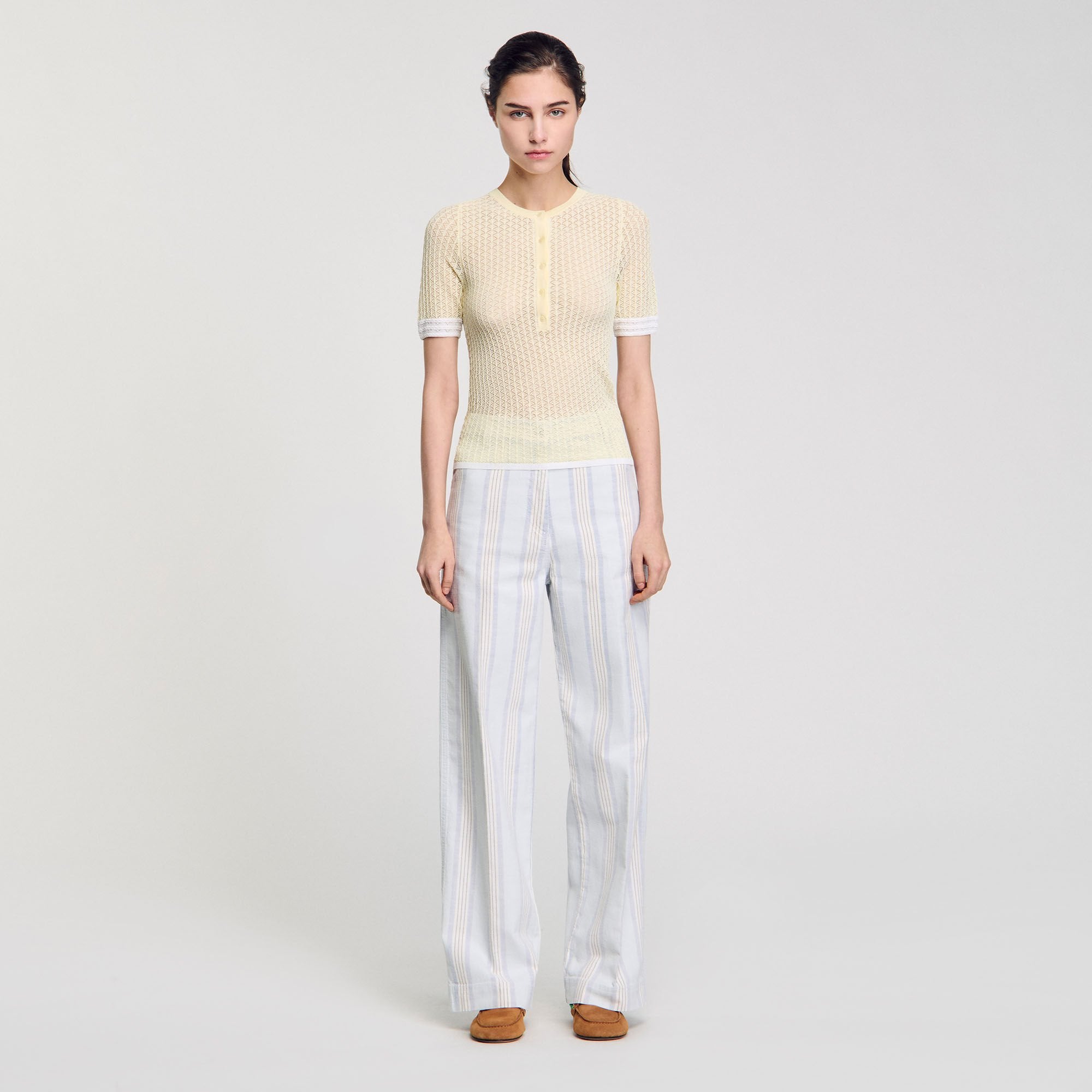 Short-sleeved sweater Light Yellow Sandro Women