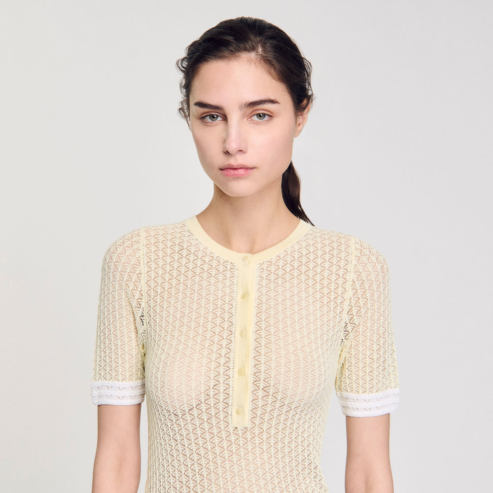 Short-sleeved sweater Light Yellow Sandro Women