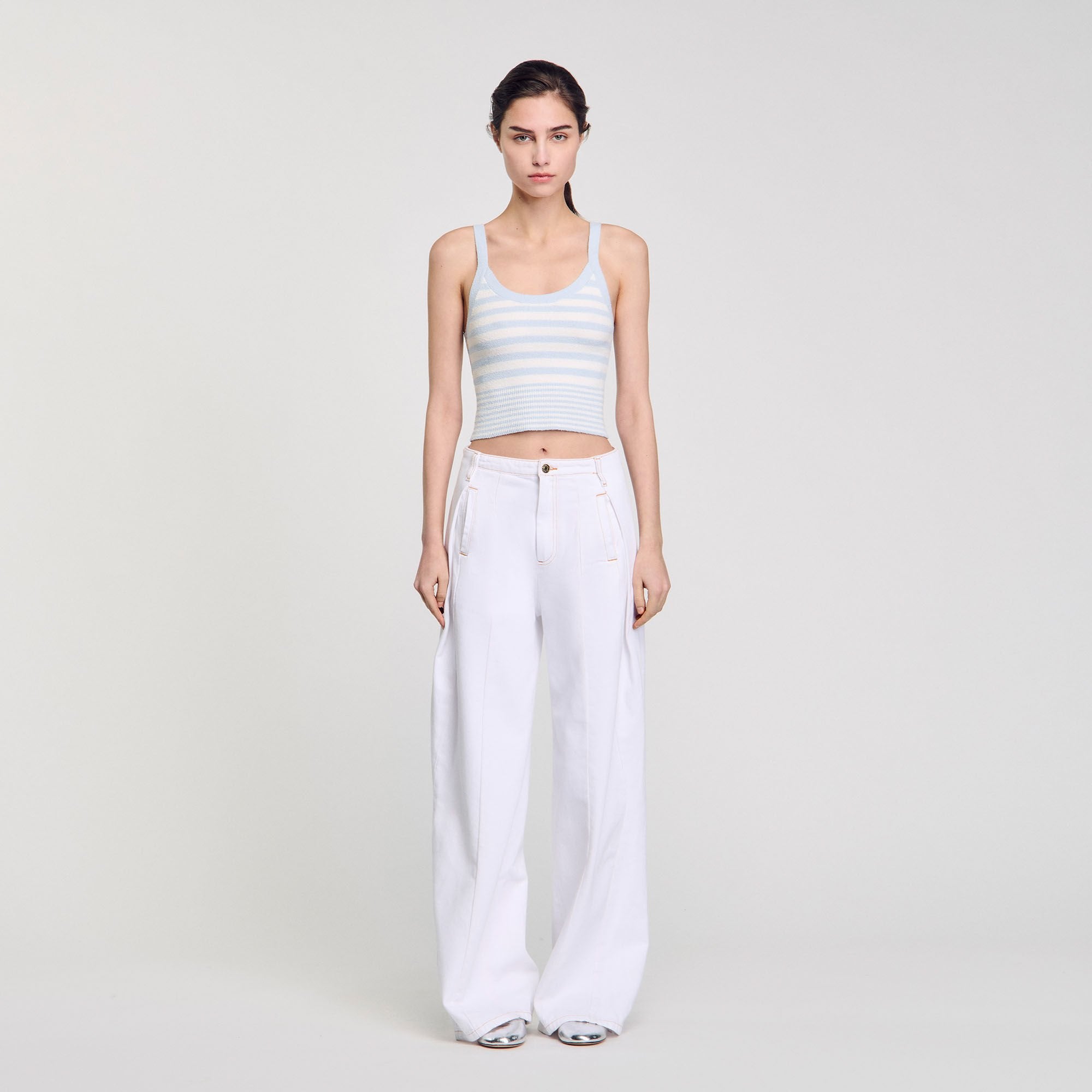Knit vest top Sky Blue Sandro Women