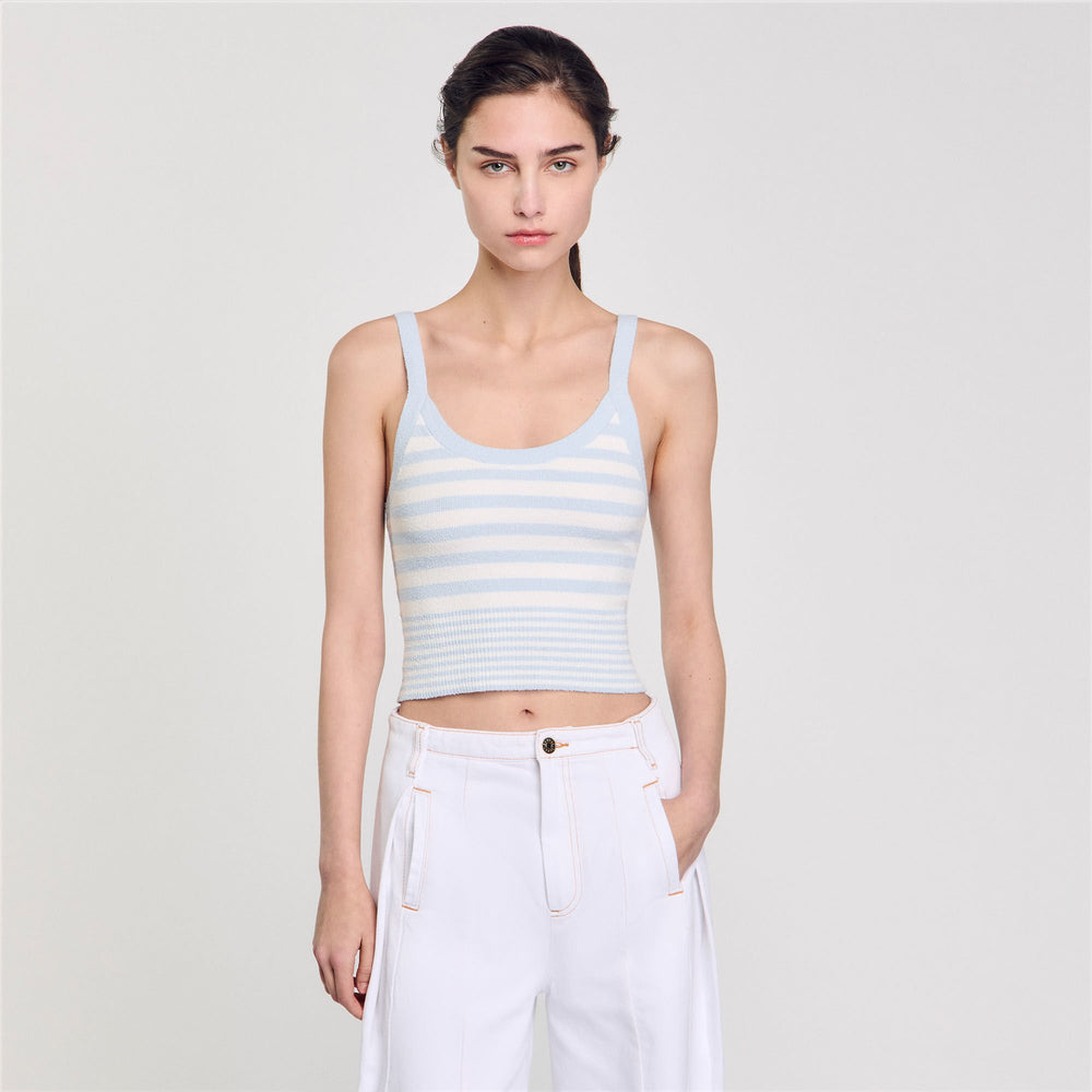Knit vest top Sky Blue Sandro Women