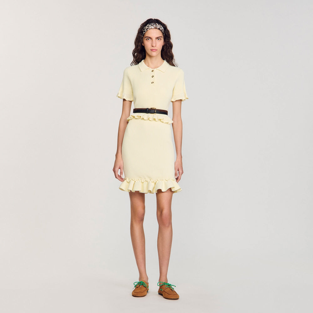 Flounced sweater Light Yellow Sandro Women