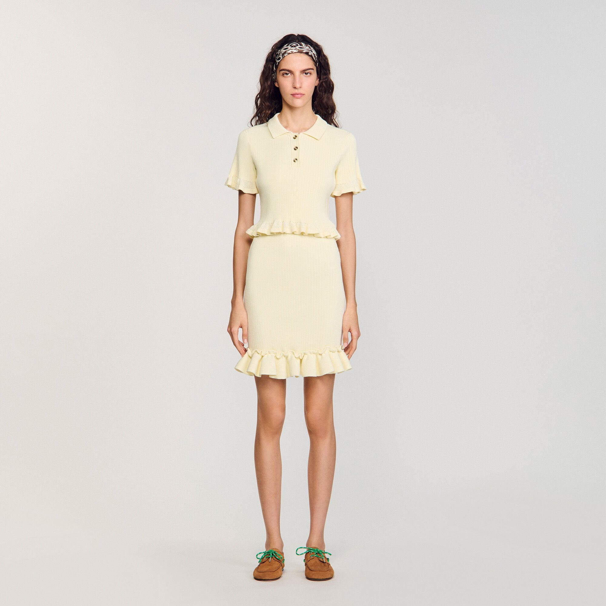 Flounced sweater Light Yellow Sandro Women