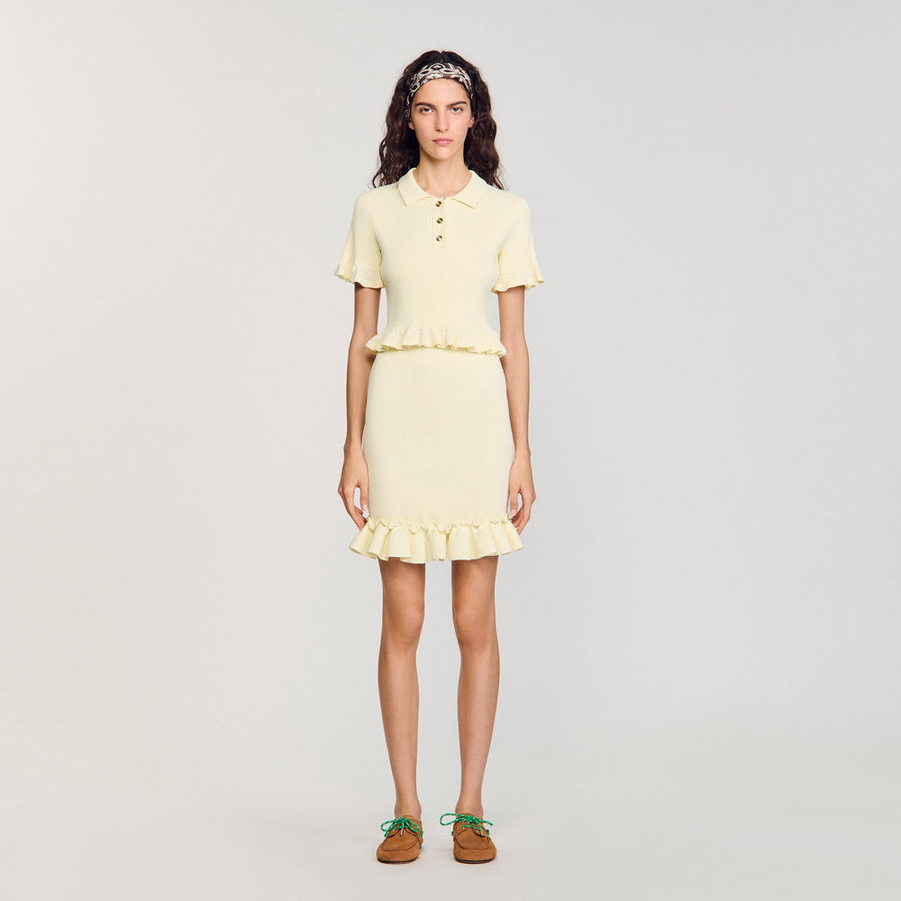 Flounced sweater Light Yellow Sandro Women