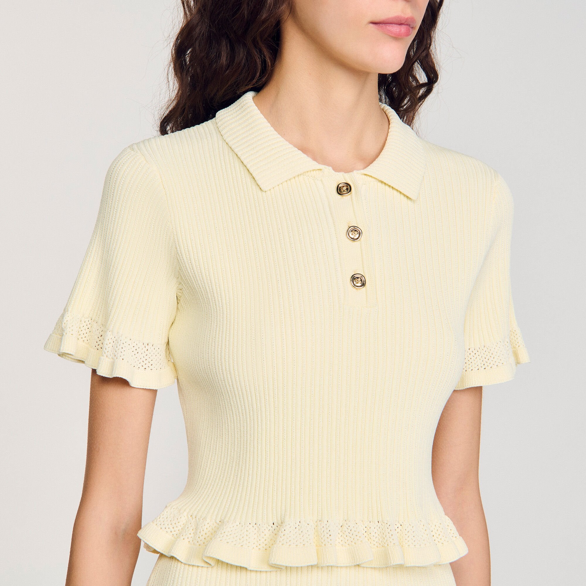 Flounced sweater Light Yellow Sandro Women