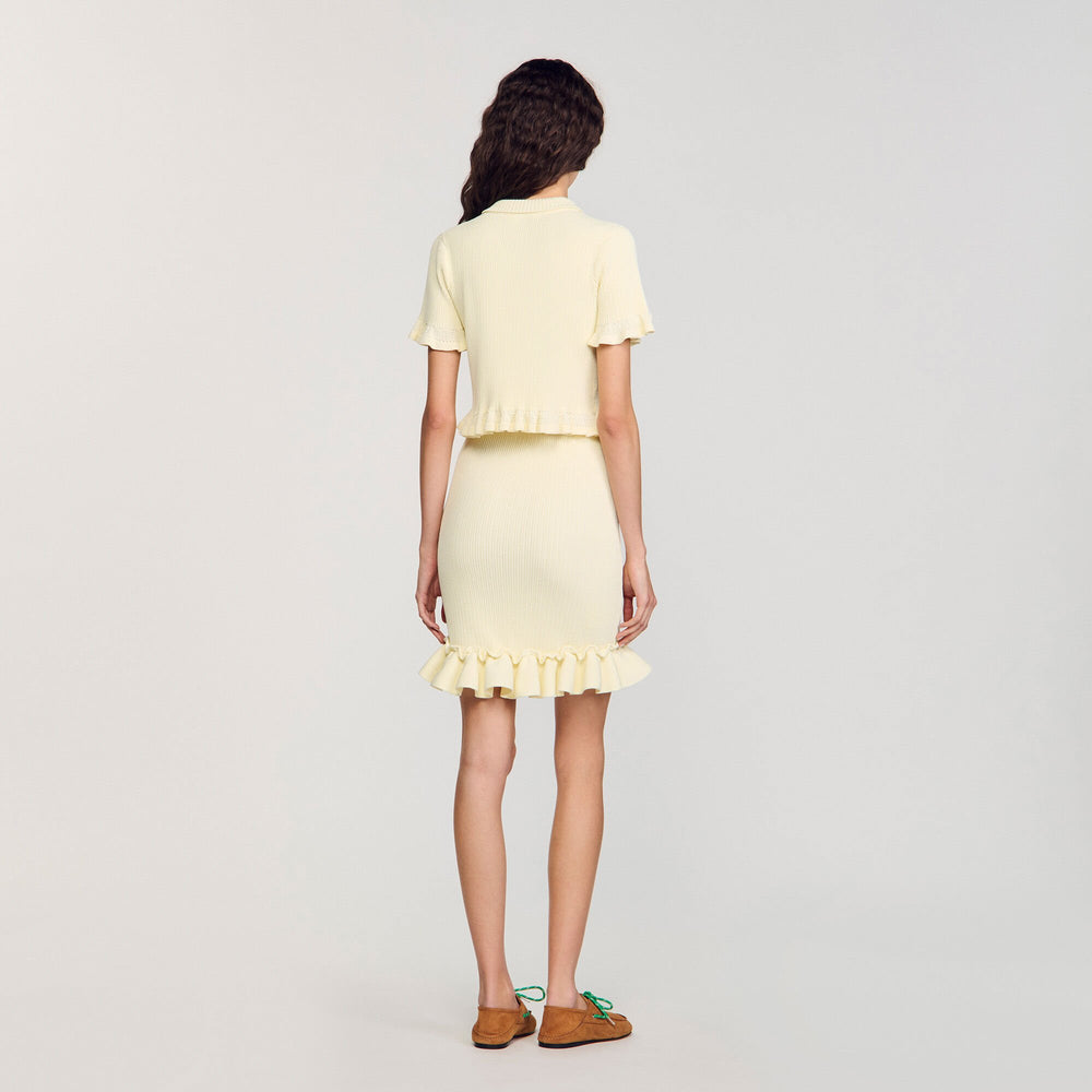 Flounced sweater Light Yellow Sandro Women