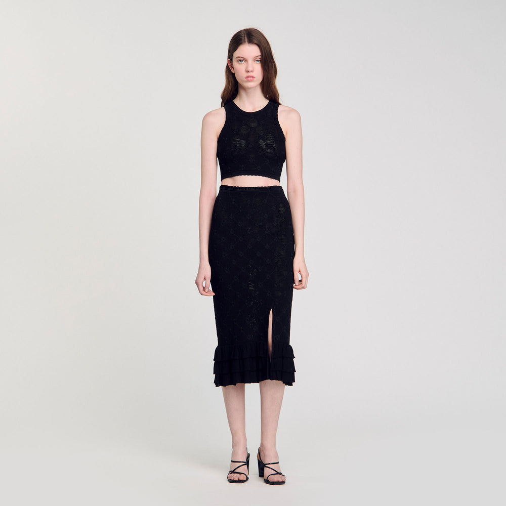 Decorative knit top Black Sandro Women