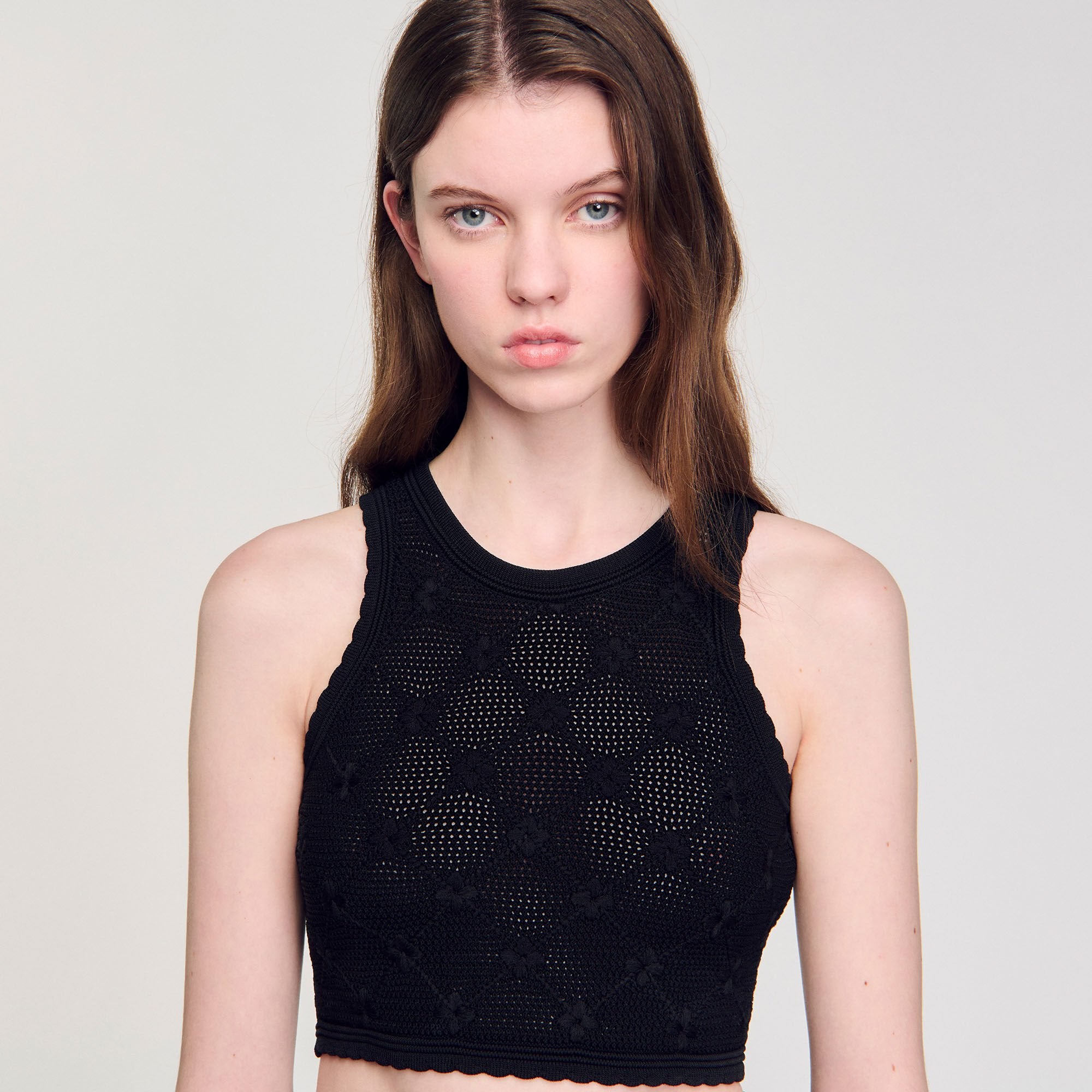 Decorative knit top Black Sandro Women
