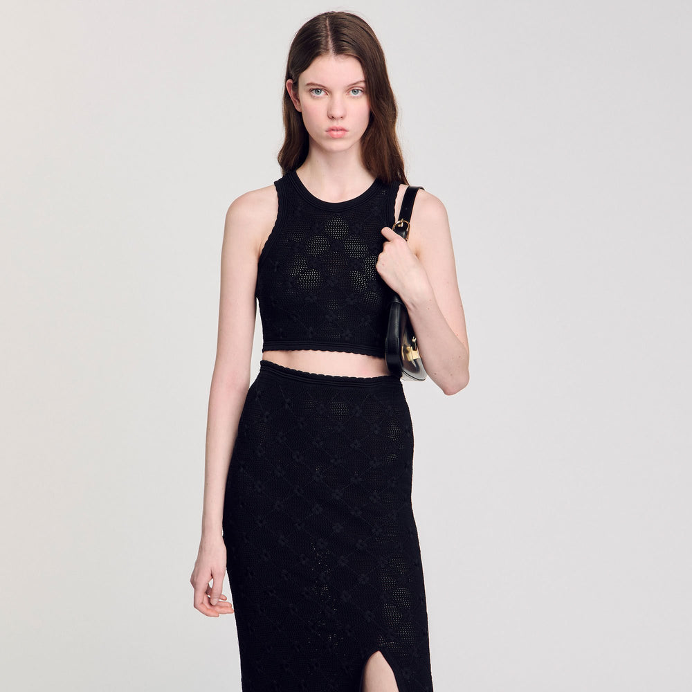 Decorative knit top Black Sandro Women