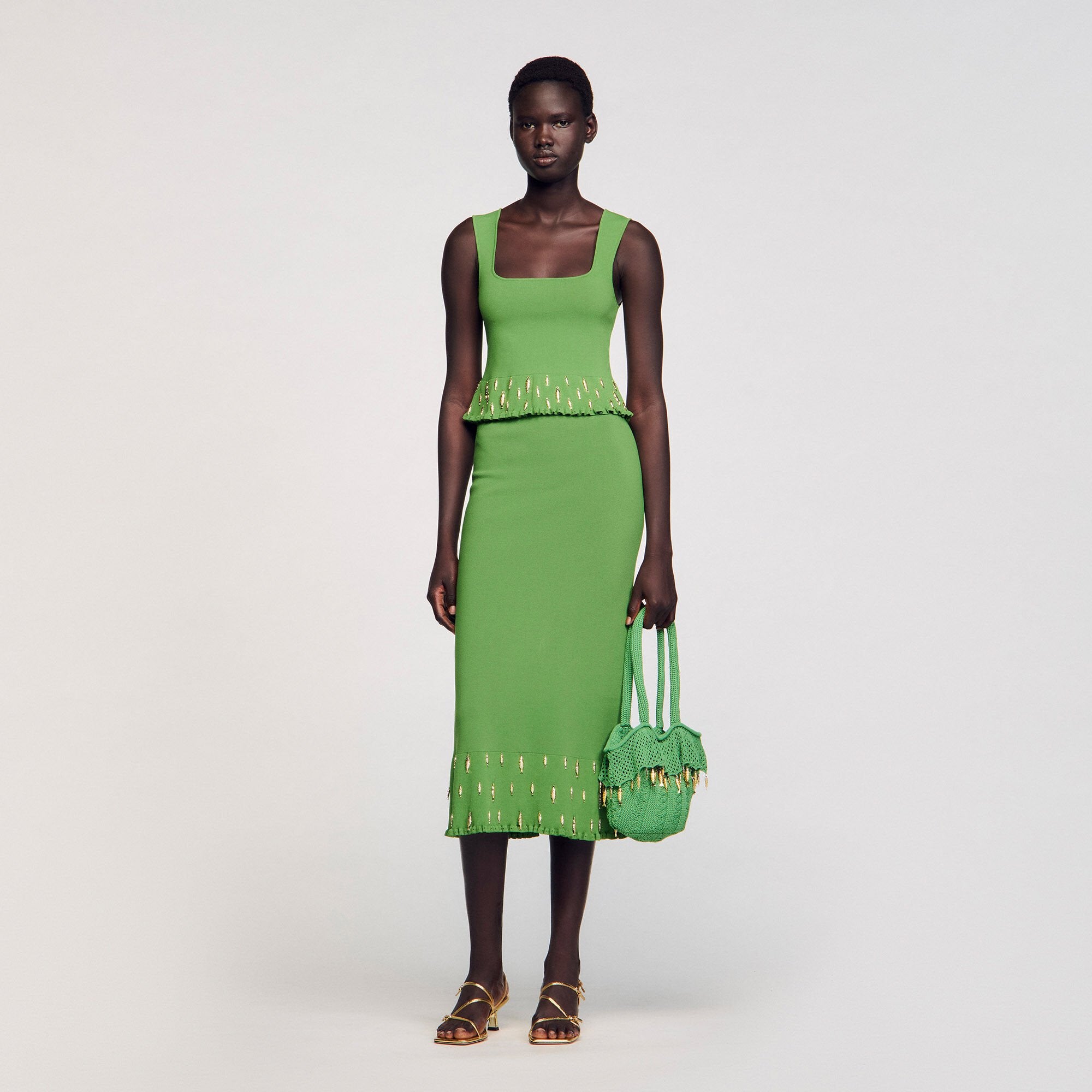 Knit top with charms Green Sandro Women