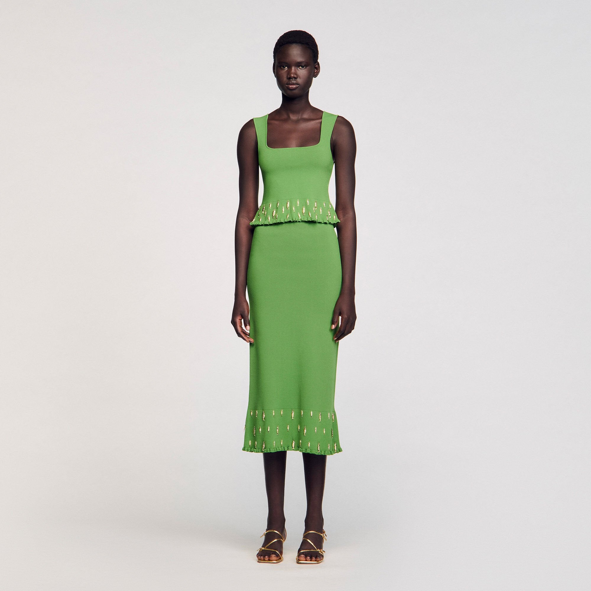 Knit top with charms Green Sandro Women