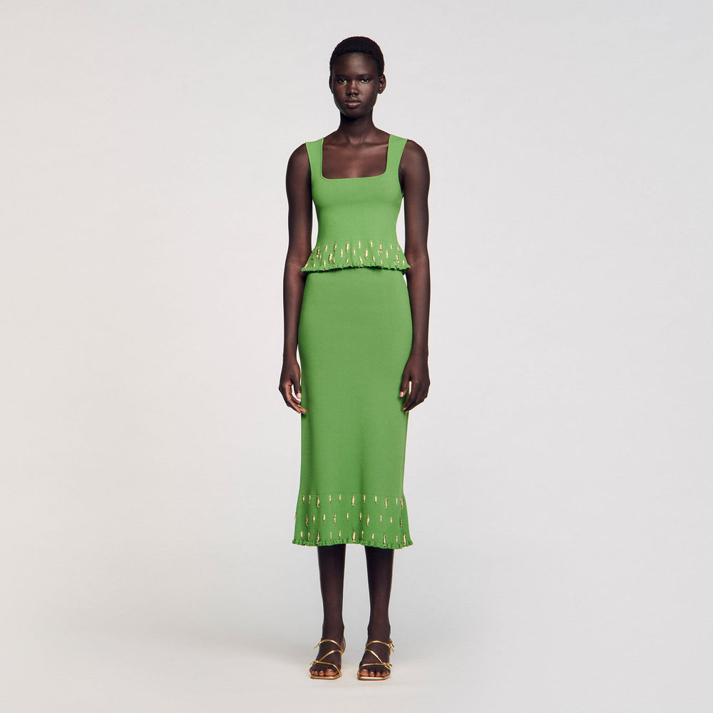Knit top with charms Green Sandro Women