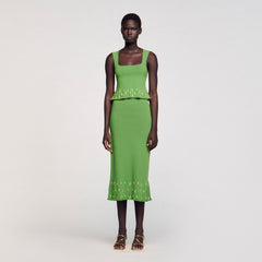 Knit top with charms Green Sandro Women