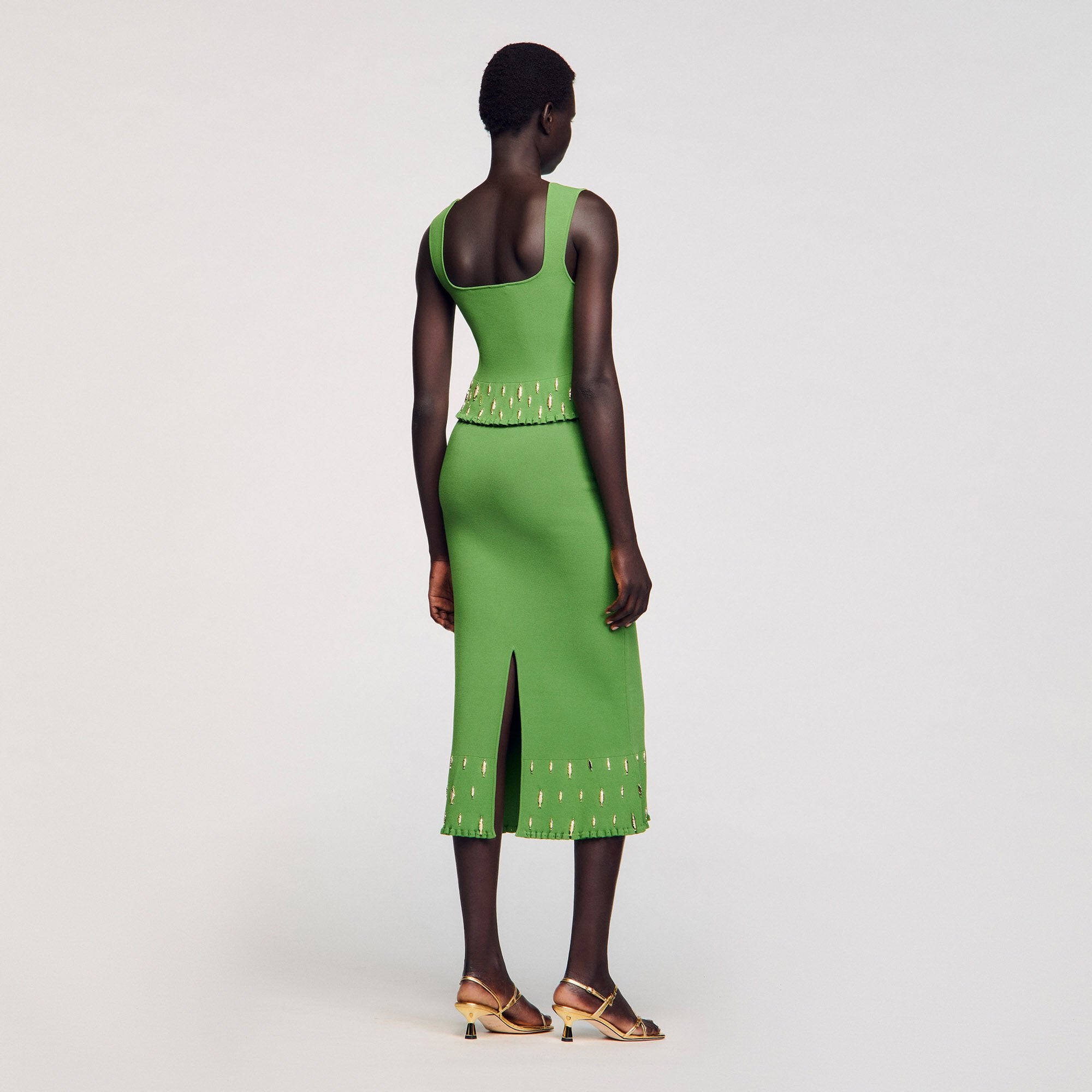 Knit top with charms Green Sandro Women