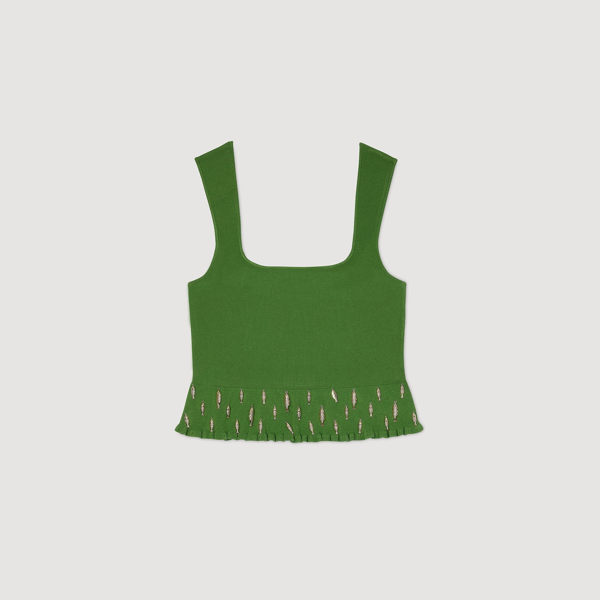 Knit top with charms Green Sandro Women