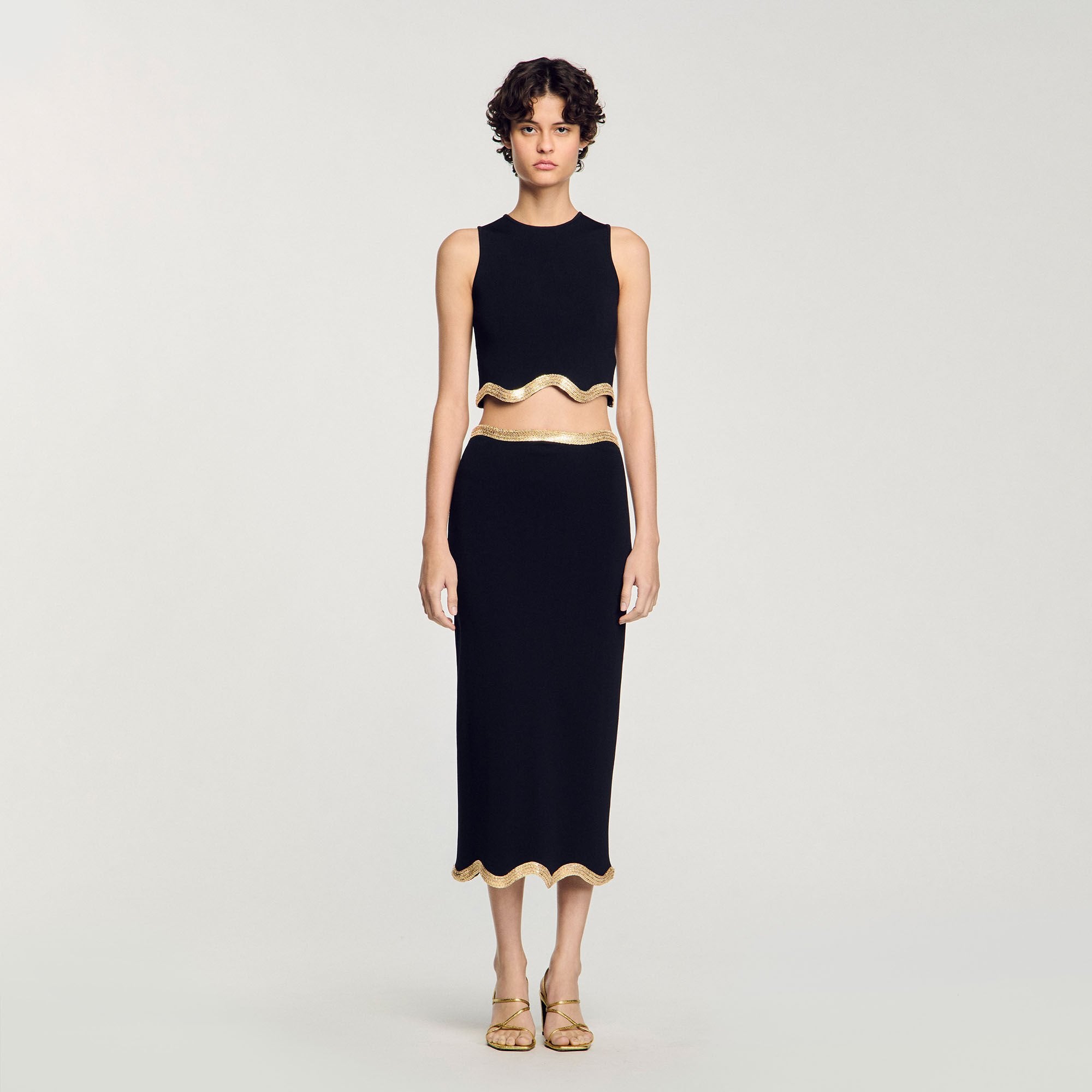 Cropped top with chain detail Black Sandro Women