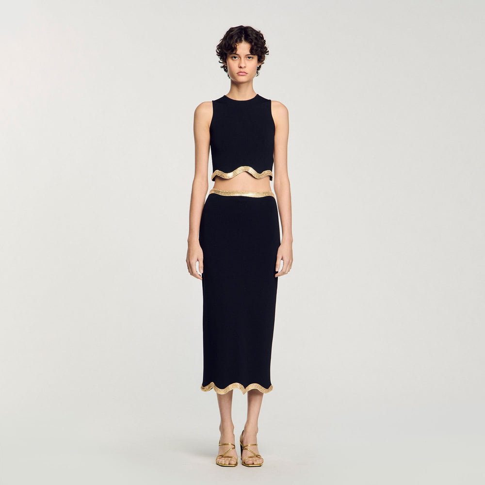 Cropped top with chain detail Black Sandro Women