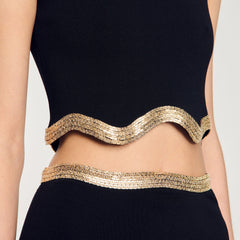 Cropped top with chain detail Black Sandro Women