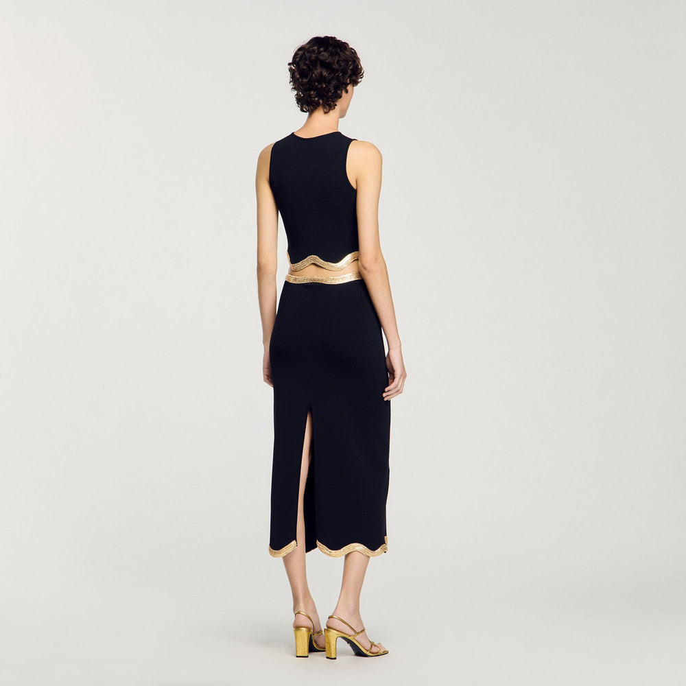 Cropped top with chain detail Black Sandro Women