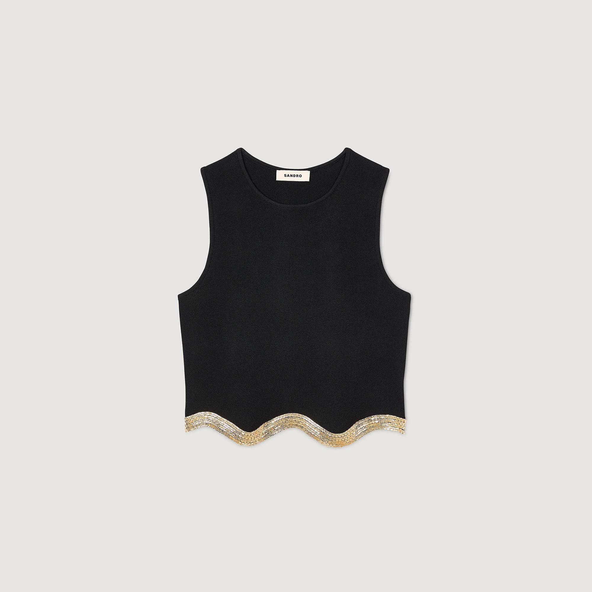 Cropped top with chain detail Black Sandro Women