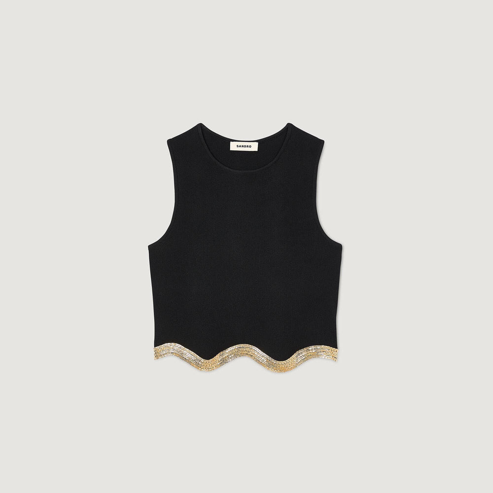 Cropped top with chain detail Black Sandro Women