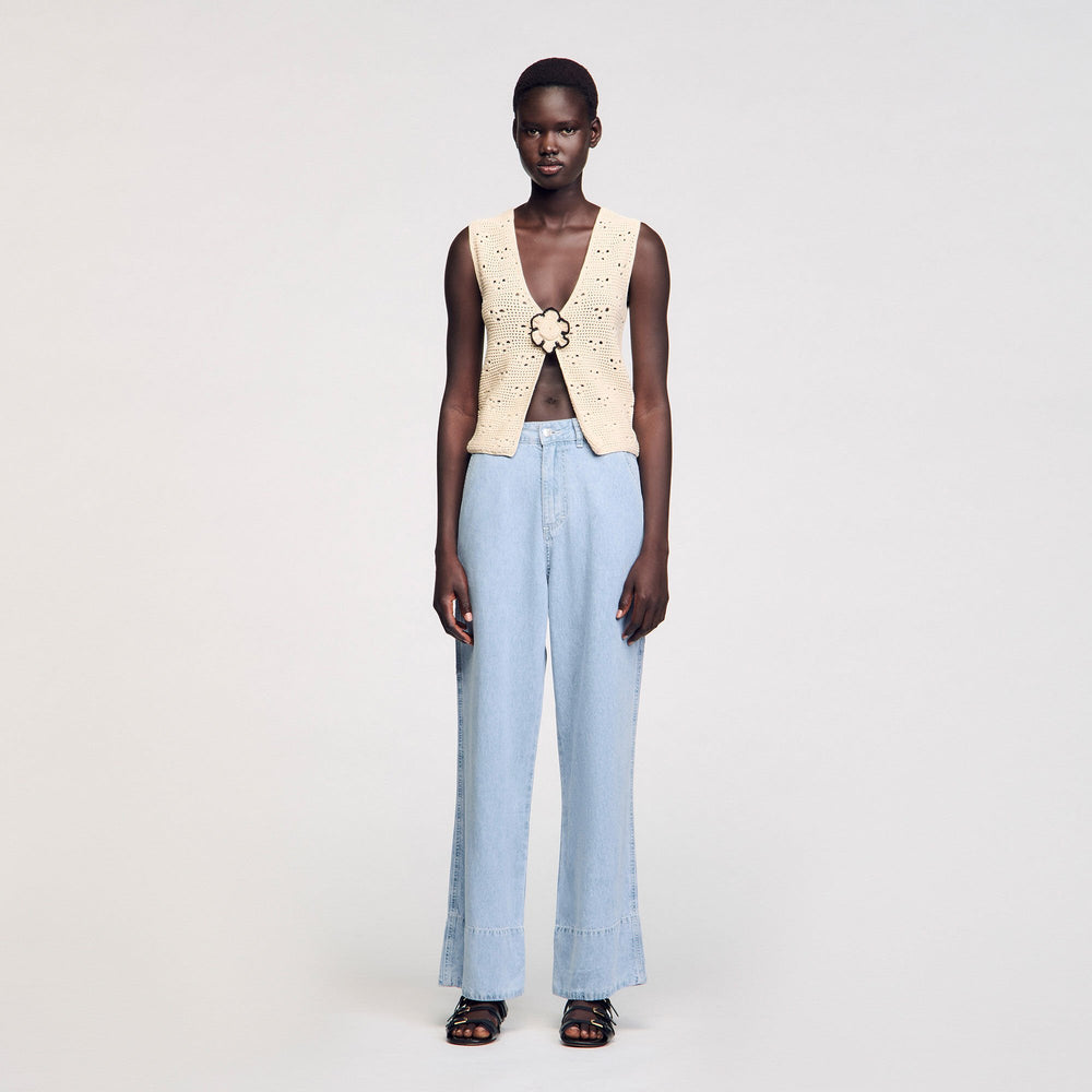 Crochet vest Ecru Sandro Women
