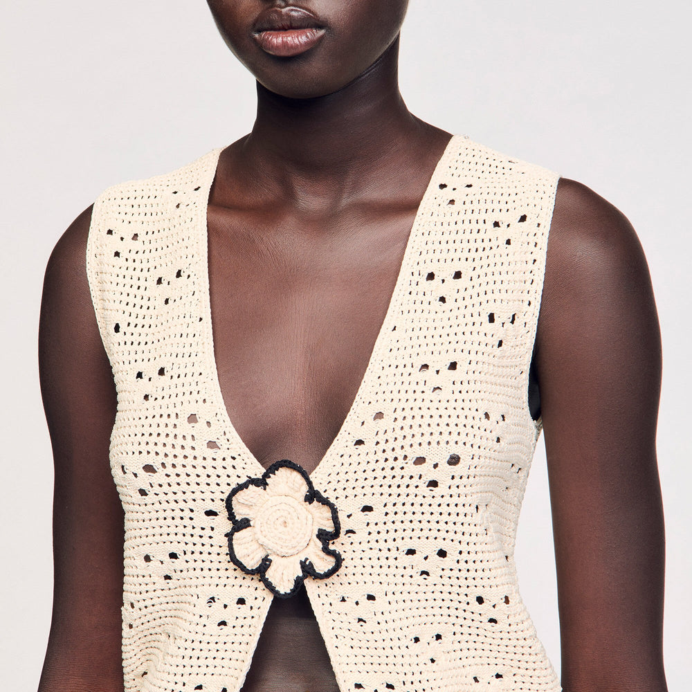 Crochet vest Ecru Sandro Women