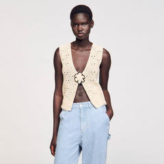 Crochet vest Ecru Sandro Women