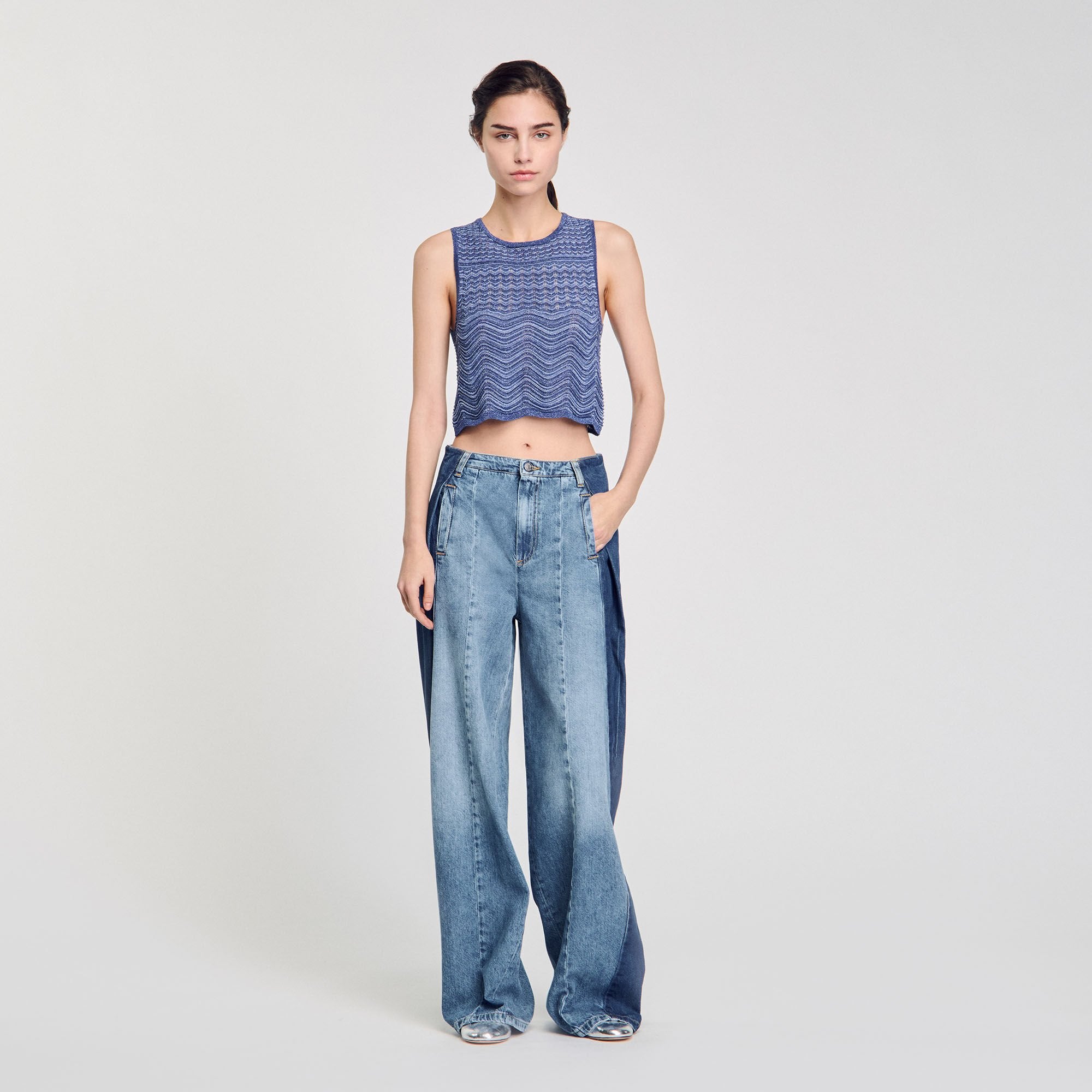 Glitter knit sweater Royal Blue Sandro Women