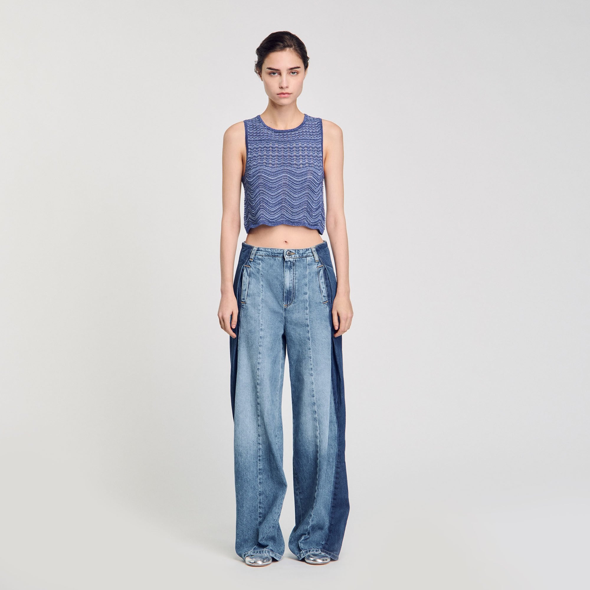 Glitter knit sweater Royal Blue Sandro Women