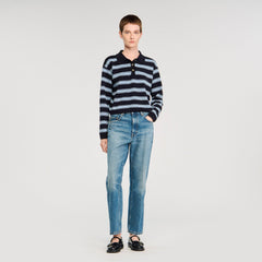 Striped polo sweater Navy Blue Sandro Women