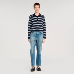 Striped polo sweater Navy Blue Sandro Women