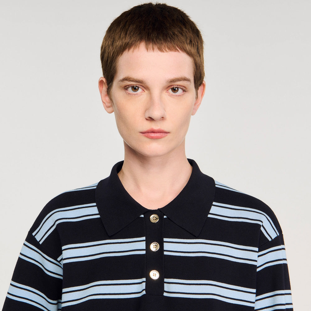 Striped polo sweater Navy Blue Sandro Women