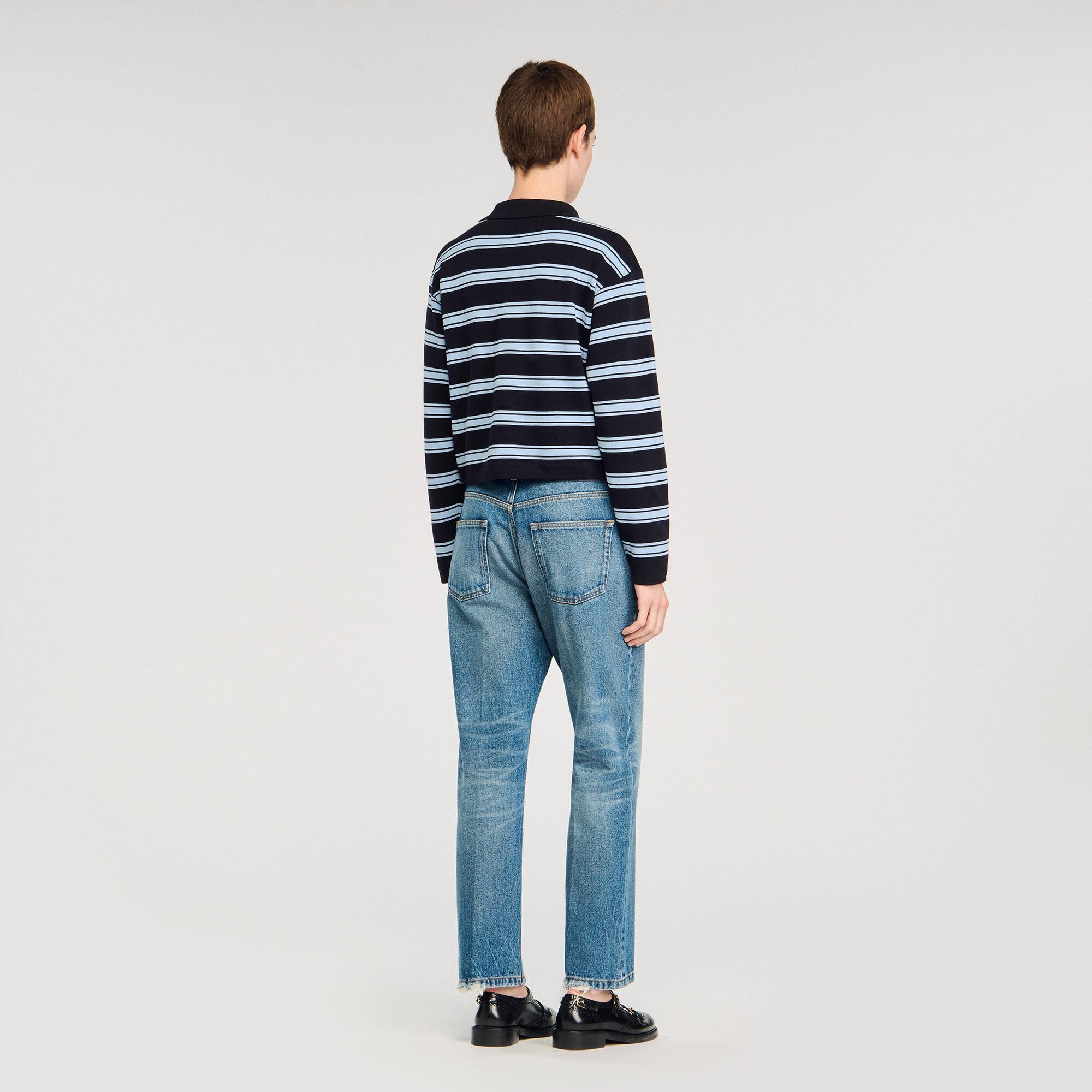 Striped polo sweater Navy Blue Sandro Women