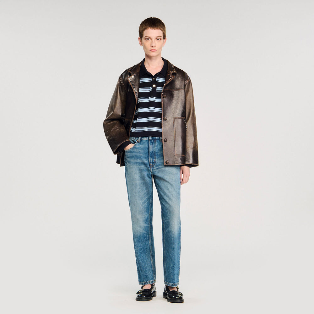 Striped polo sweater Navy Blue Sandro Women