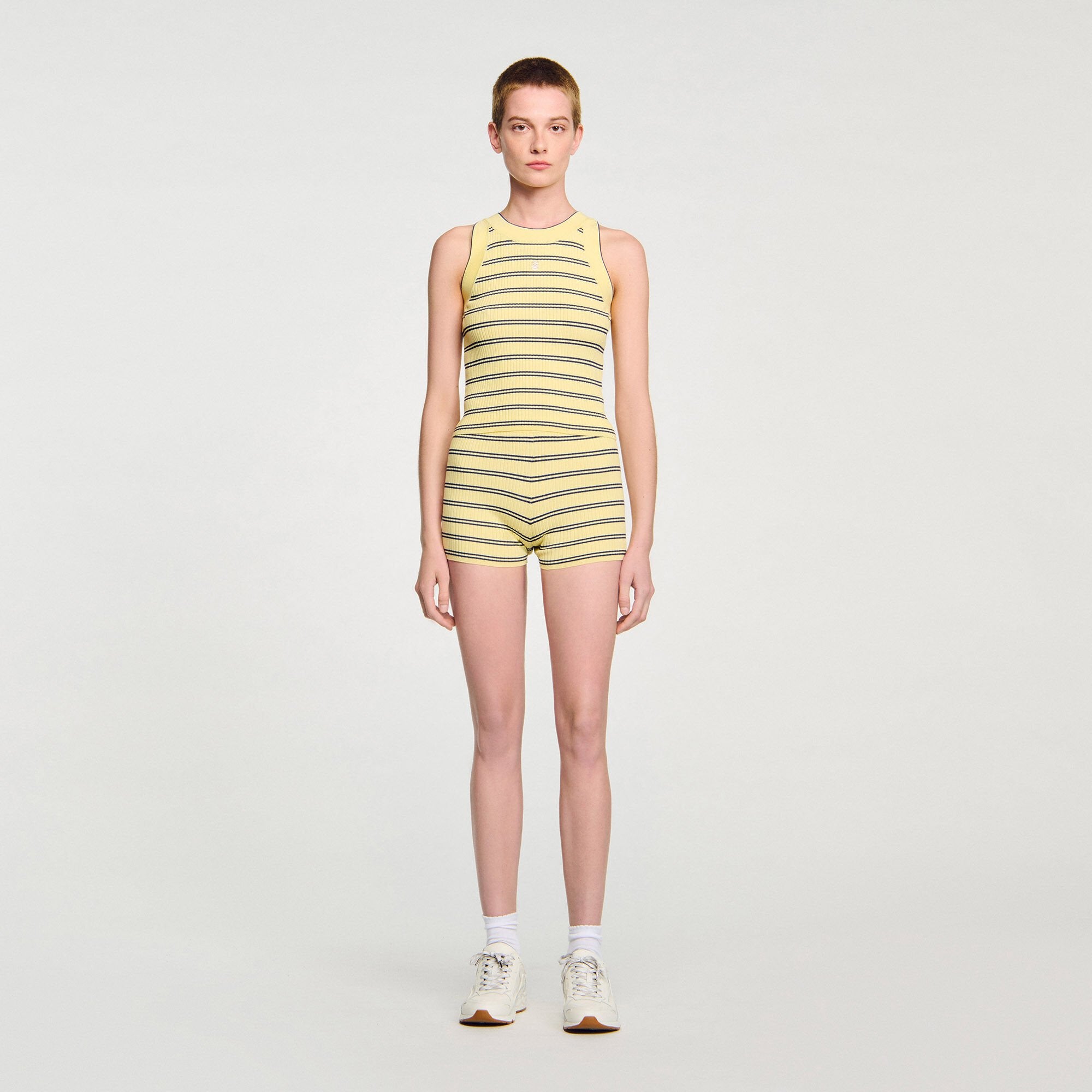 Striped knit vest top Light Yellow Sandro Women