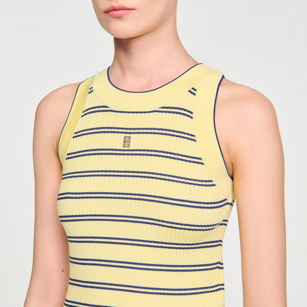 Striped knit vest top Light Yellow Sandro Women