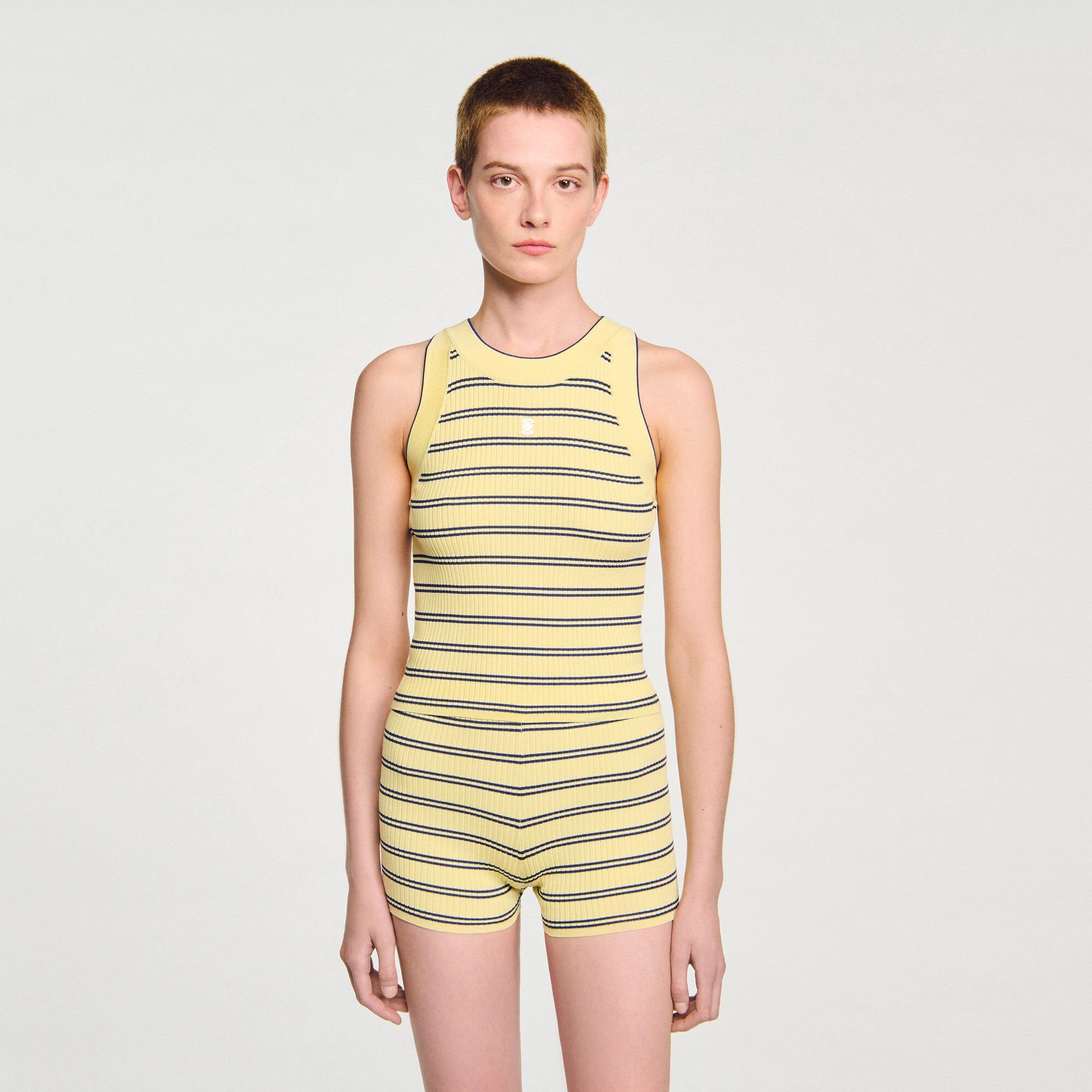 Striped knit vest top Light Yellow Sandro Women