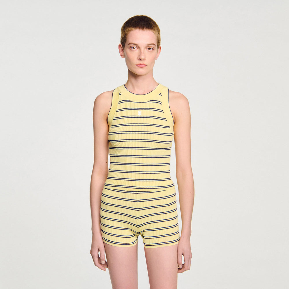 Striped knit vest top Light Yellow Sandro Women