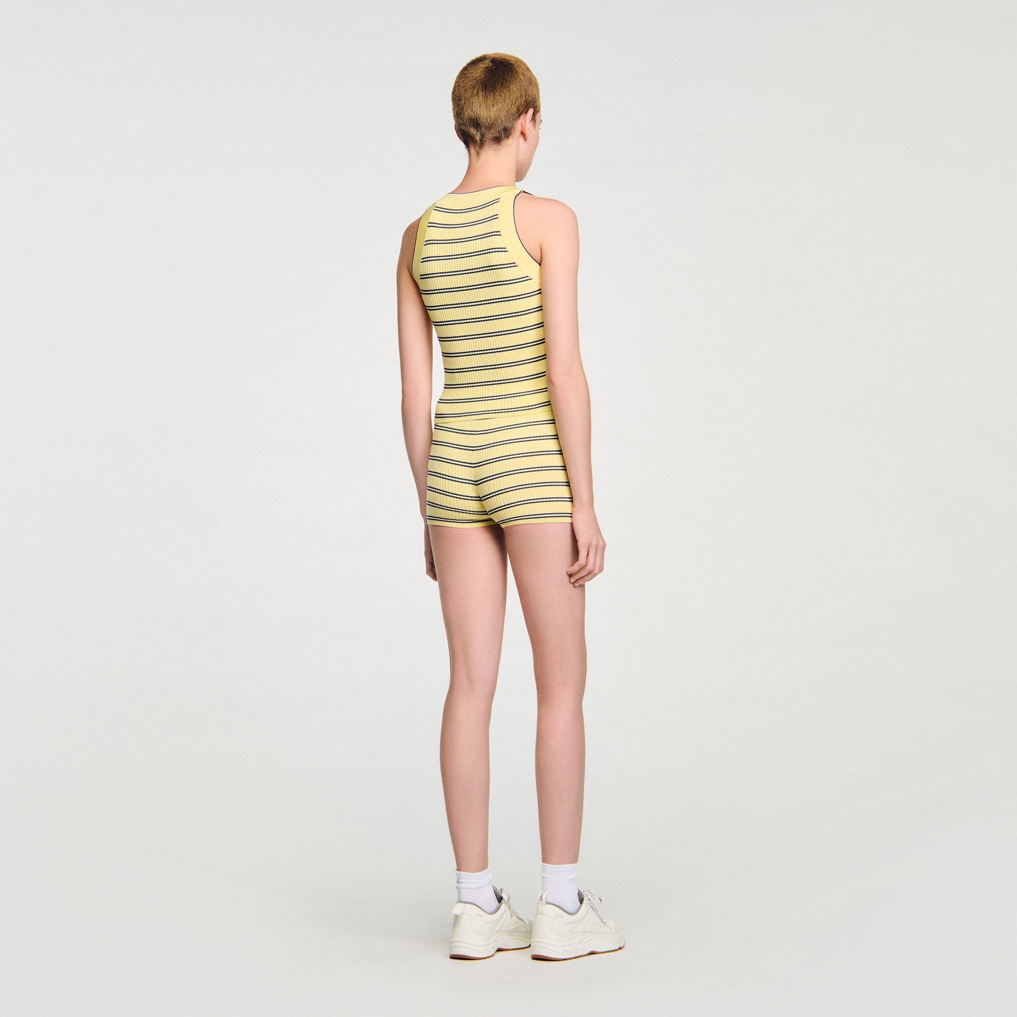 Striped knit vest top Light Yellow Sandro Women