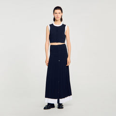 Two-tone cropped cardigan Navy Blue Sandro Women